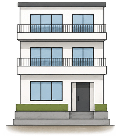 整えられた3階建ての家のイラスト